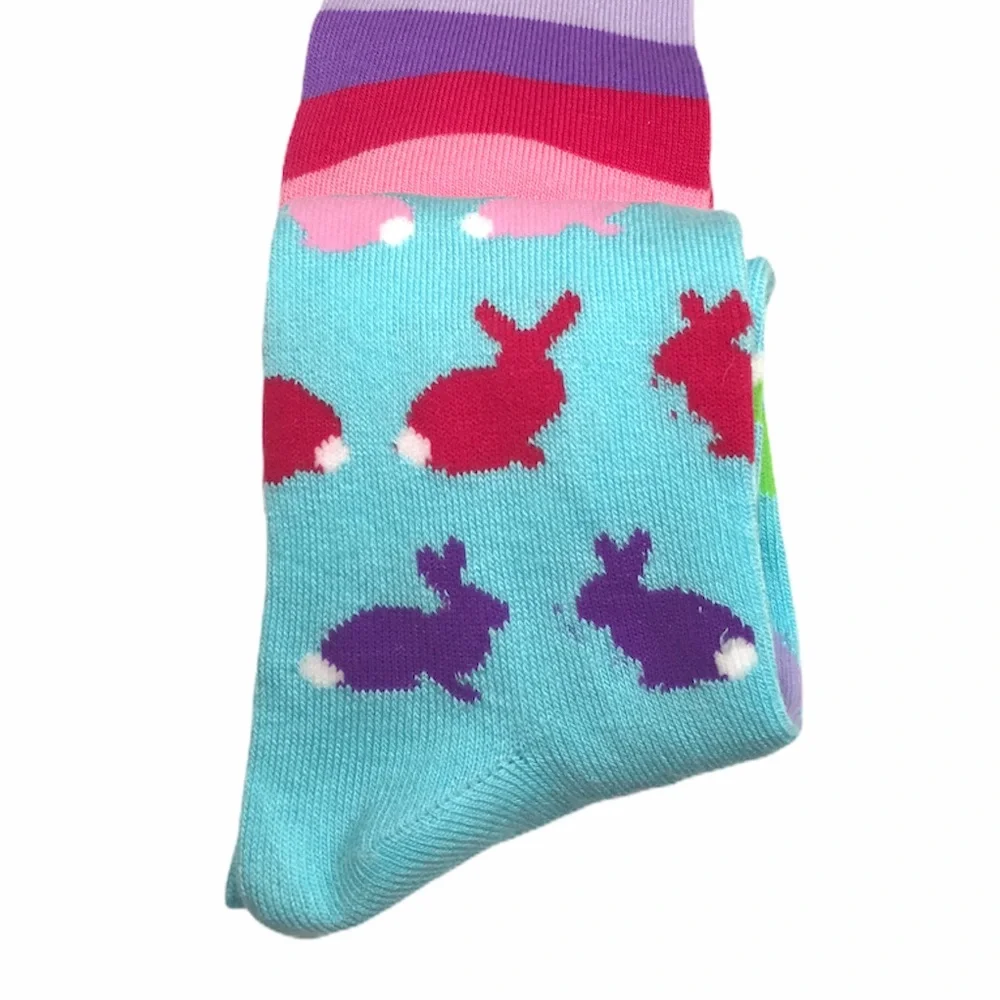 K. Bell Bunny Socks, 2 Pairs, Pink, Purple